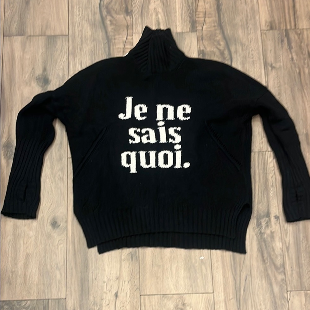 Zadig & Voltaire Black Turtleneck Sweater with White Text